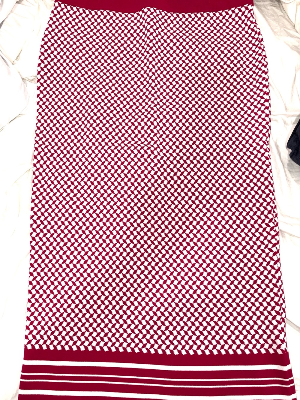 MICHAEL Michael Kors Red and White Patterned Pencil Skirt